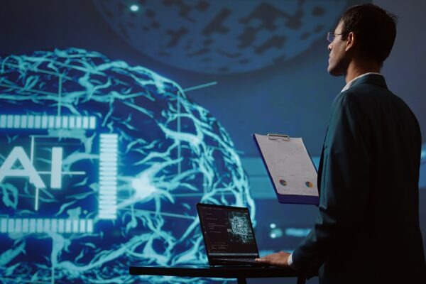 Benefits of AI for small businesses in the US showing automation, data insights, and smarter decision-making for growth