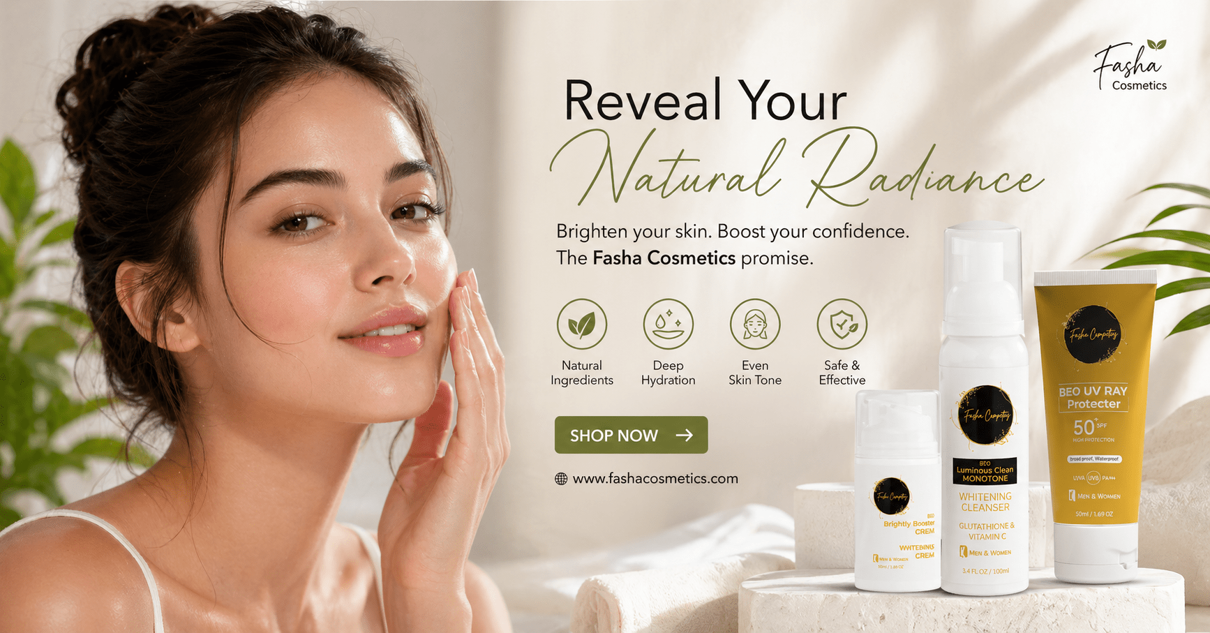 Best Skin Brightening Cream for Even Tone in Pakistan by Fasha Cosmetics with Vitamin C and Glutathione